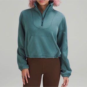 Lululemon Brushed Softstreme Ribbed Half Zip Green Jasper
